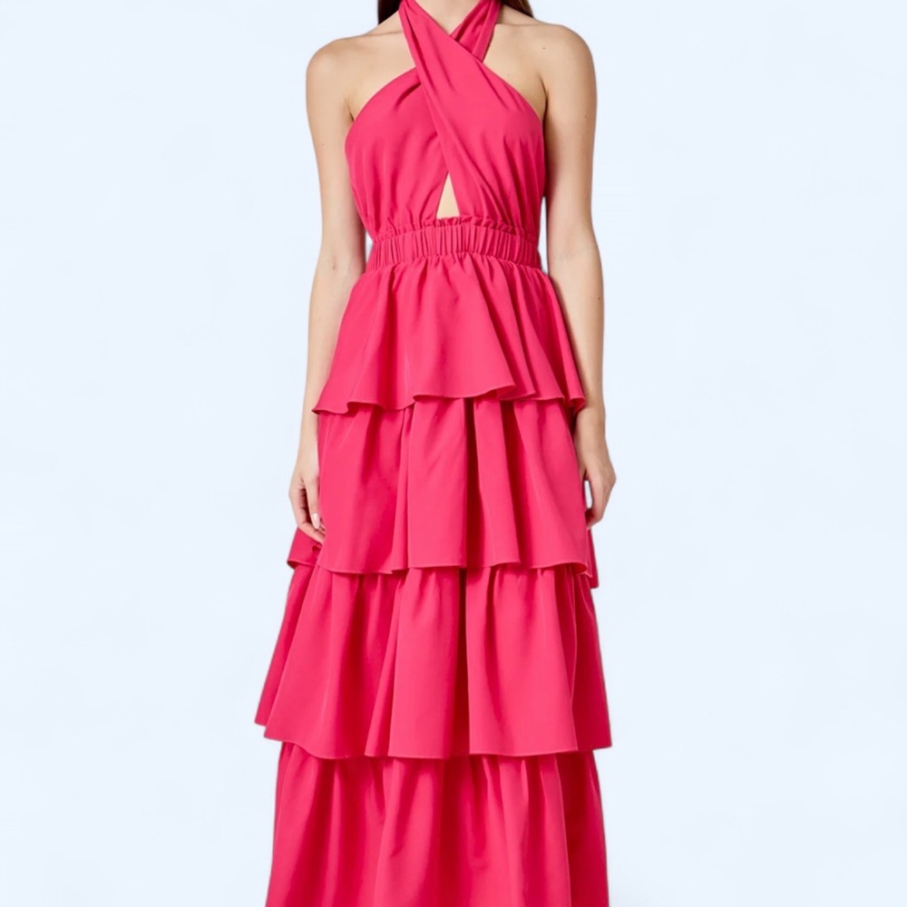 Endless Rose Vibrant Pink Tiered Maxi Dress